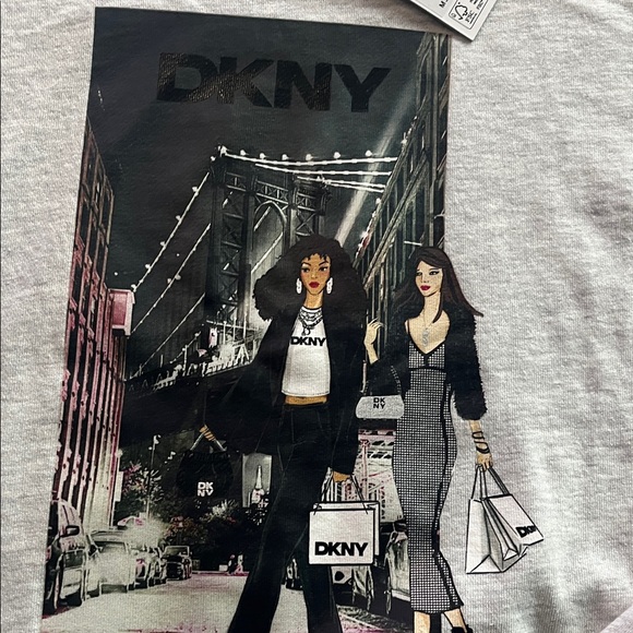 DKNY Light Gray Graphic Crew Neck sweatshirt - Picture 4 of 6